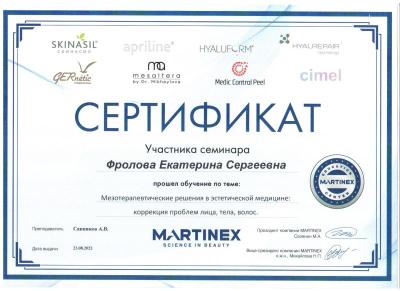 Сертификаты Фролова Екатерина Сергеевна 17