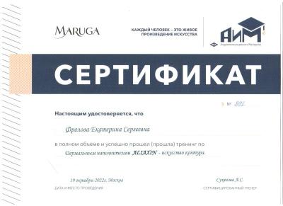 Сертификаты Фролова Екатерина Сергеевна 24