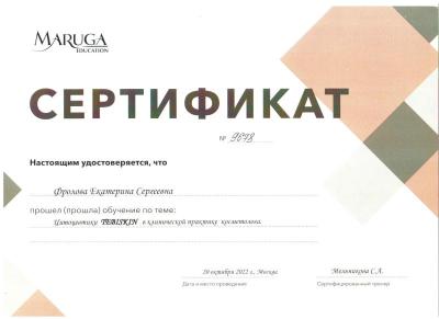 Сертификаты Фролова Екатерина Сергеевна 27