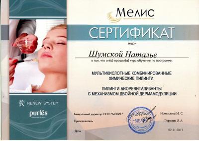 Сертификаты Шумская Наталья Евгеньевна 16