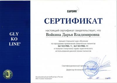 Сертификаты Войкина Дарья Владимировна 18